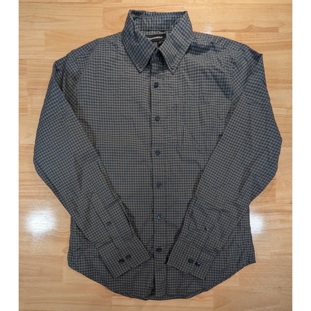 Bonobos Mens Forest Night Gingham Button Down Shirt Medium BMC001 Stretch Cotton